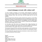 Breaking: Senior Staff of ABU Zaria kidnapped