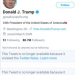Donald Trump permanently suspended from twitter a day after Facebook and Instagram banned him from their platform.