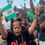 #EndsarsAnniversary : photos of protest ongoing in Lagos as Falz, Mr Macaroni and Sowore join the movement.