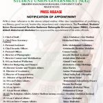 IBBUL SUG President’s Office Appoints Students across different Departments as Aides