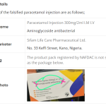 Health: Falsified mislabelled Paracetamol Injection circulating in Nigeria – NAFDAC alerts Nigerians